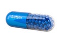 Capsule with Lutein, dietary supplement. 3D rendering