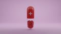 Capsule medicine with internal heart shape 3D render illustration