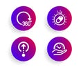 Capsule pill, Swipe up and 360 degrees icons set. Safe time sign. Vector
