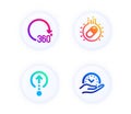 Capsule pill, Swipe up and 360 degrees icons set. Safe time sign. Vector