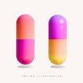 Capsule pills drugs 3d vector illustration with shadow, pharmacy icon isolated background