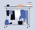 Capsule wardrobe on racks