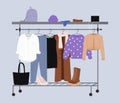 Capsule wardrobe on racks