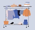 Capsule wardrobe on racks