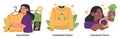 Capsule wardrobe set. Character choose or collect sets of clothes, making
