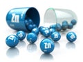 Capsule with zinc Zn element. Dietary supplements. Vitamin caps