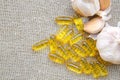 Capsules with garlic oil Royalty Free Stock Photo