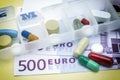 Capsules up ticket euro, concept of health