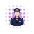 Captain of the aircraft comics icon Royalty Free Stock Photo