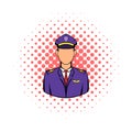 Captain of the aircraft icon, comics style Royalty Free Stock Photo