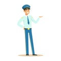 Captain of airplane stands on isolated white background Royalty Free Stock Photo