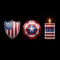 Captain america shield and candle with american flag design Royalty Free Stock Photo