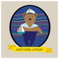 Captain Bear - illustration with cute bear in blue pants