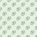 Captain cap with anchor line seamless pattern, marine port theme. Vector graphics. Commander hat, headwear sign with