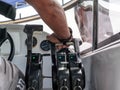 Captain control hand throttle on speedboat