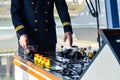 Captain of a cruise ship doing a maneuver Royalty Free Stock Photo