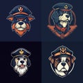 Captain dog mascot logo Royalty Free Stock Photo