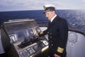 The captain of the ferry Bluenose piloting the ship through the waters between Maine and Nova Scotia