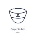 Captain hat icon from nautical outline collection. Thin line captain hat icon isolated on white background