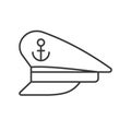 Captain hat outline icon on white background