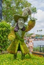 Captain Hook character topairy displayed at Epcot