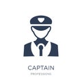 captain icon. Trendy flat vector captain icon on white background from Professions collection