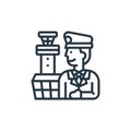 captain icon vector from airport concept. Thin line illustration of captain editable stroke. captain linear sign for use on web Royalty Free Stock Photo