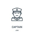 captain icon vector from jobs collection. Thin line captain outline icon vector illustration. Linear symbol