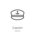 captain icon vector from nautical collection. Thin line captain outline icon vector illustration. Outline, thin line captain icon