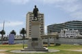 Captain James Cook statue in front of the Royal Melbourne Yacht Squadron in the suburb of St. Kilda in Melbourne, Australia.