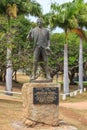 Captain James Cook statue showing plaque.