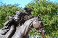 Captain James Jack riding his horse during the revolutionary times.