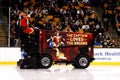 Captain Morgan takes a ride on a Zamboni