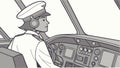 Captain in Plane Cockpit, Focusing on Flight Controls. vector design Generative AI Royalty Free Stock Photo