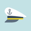 Captain sailor hat icon, flat design vector