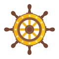 Captain ship wheel icon flat isolated vector Royalty Free Stock Photo