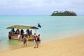 Tour boat on the beach at Muri Lagoon, Rarotonga, Cook Islands