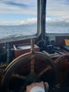 Captain wheel steering ocean scenic