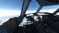 The Captains seat in the cockpit of the Airbus a320 neo