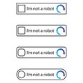 Captcha verification icons. I am not a robot text. Blue arrow symbol. Simple vector interface. Royalty Free Stock Photo