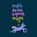 Caption Do your magic with a horse. The inscription is handwritten in doodle style. a wind horse dreams of becoming a Royalty Free Stock Photo