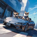 Stylish Shiba Inu Bros in a Cool Car