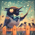 Musical Crow Orchestra Leader, Charming Birds Flocking