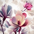 Captivating Abstract Background 3D Magnolia Flowers in Vibrant Watercolor Generative AI