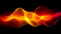 Dynamic Flowing Digital Waveform Background. Abstract Glowing Orange and Yellow Energy Signal Visualization on Black Royalty Free Stock Photo