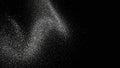 Shimmering Silver Glitter Particles Flowing on Black Background. Abstract Sparkle Dust Overlay for Festive Celebration, Magic, & C Royalty Free Stock Photo