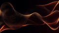 Abstract Flowing Digital Wave of Glowing Orange Particles on Black Background - Futuristic Data Visualization and Technology Royalty Free Stock Photo