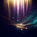Abstract Light Trails with Golden Particles and Elegant Waves Royalty Free Stock Photo
