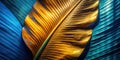 A Captivating Abstract Banana Leaf Silhouette A Modern Fusion of Blue and Gold Tones for Contemporary Decor