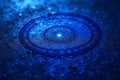 Captivating Abstract Blue Circular Design Delicate Water Droplets Dance in a Dynamic Geometric Pattern Royalty Free Stock Photo